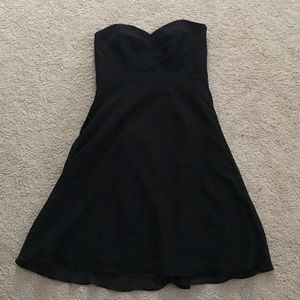 Black Strapless Zip Up Dress Short